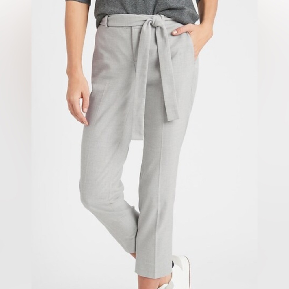 Banana Republic Avery light grey tie waist ankle Pants